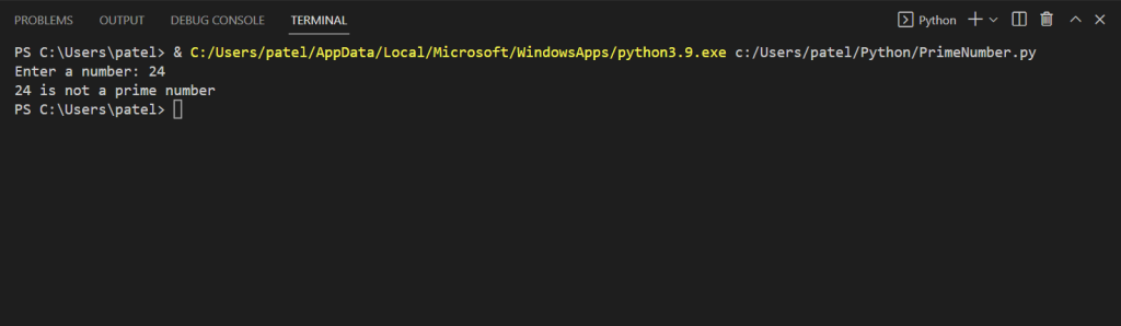 Python Program to find Prime Number or Not using For Loop
